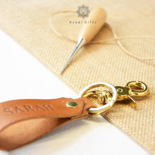 Load image into Gallery viewer, Personalised Leather Keyring - Rokkigifts
