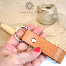 Load image into Gallery viewer, Personalised leather keyring - Rokkigifts