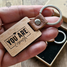 Load image into Gallery viewer, Wood Keychain, Wooden keyring ,Engraved Keychain Rokkigifts