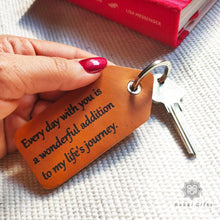 Load image into Gallery viewer, Personalized leather quote keychain - Rokkigifts
