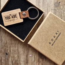 Load image into Gallery viewer, Wood Keychain, Wooden keyring ,Engraved Keychain Rokkigifts
