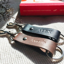 Load image into Gallery viewer, personalised leather keychain for him - Rokkigifts
