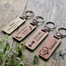 Load image into Gallery viewer, Wood Keychain, Wooden keyring ,Engraved Keychain Rokkigifts
