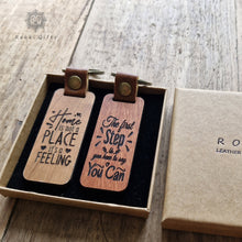 Load image into Gallery viewer, Wood Keychain, Wooden keyring ,Engraved Keychain Rokkigifts
