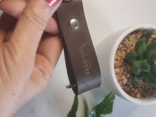 personalised leather keychain for him | RokkiGifts